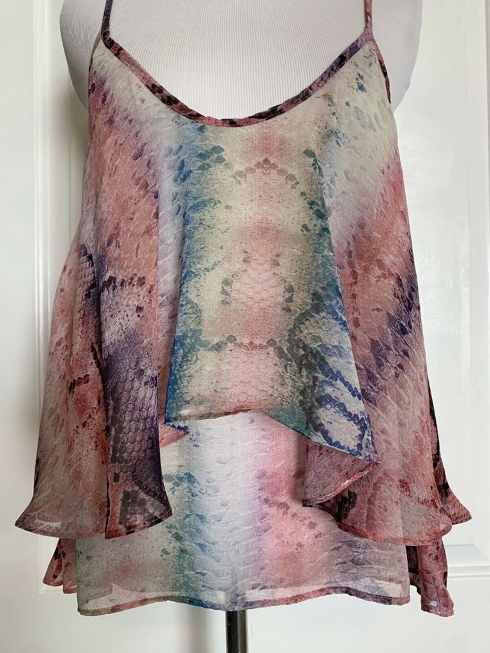 Show Me Your Mumu Snake Print Sleeveless Swing Tank Boho Flowy Watercolor M - Picture 3 of 8